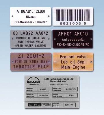 Placas de solapa grabados - Placas de identificación y rótulos: Labelcolor