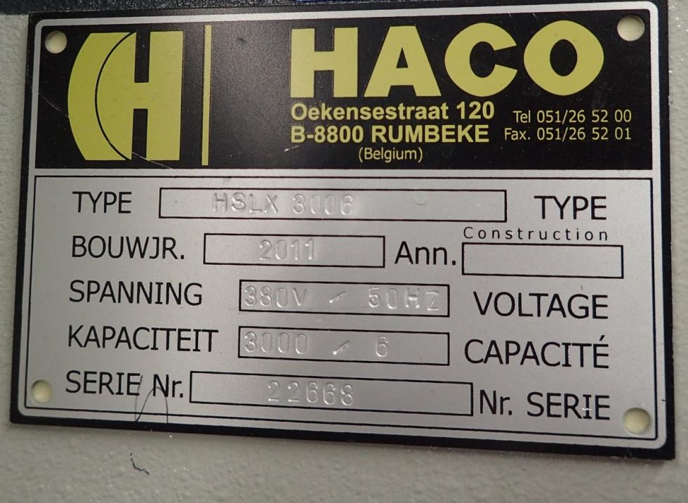 HACO Guilotine HSLX 3000 x 6 mm Cybelec Touch 5122 = Mach4metal