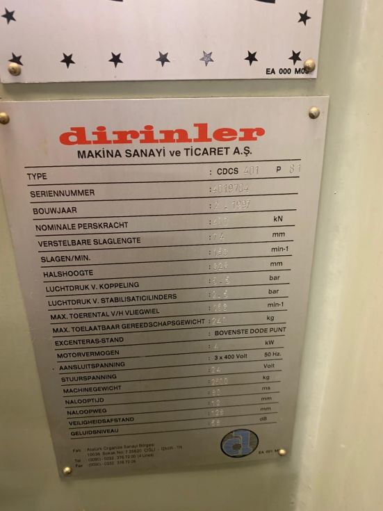 Dirinler Excentric C-Frame Press 40 T = 5199 Mach4metal