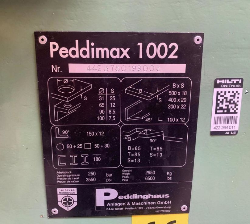 Peddinghaus PEDDIMAX 1002 with X/Y Coordinate Table 5468 = Mach4metal