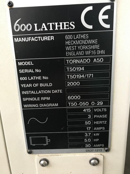 CNC turning lathe COLCHESTER TORNADO A50 6098 = Mach4metal