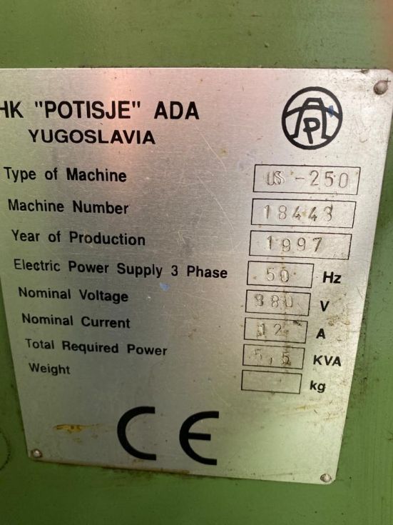 POTISJE USA 250 Universal lathe Ø 510 x 2000 mm bore Ø 103 mm 6226 =Mach4metal