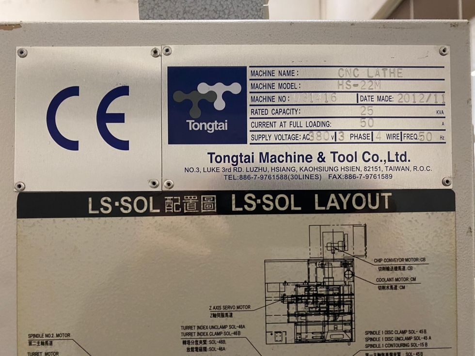 CNC turning lathe TONGTAI - HS 22 – M Ø 220 x 200 mm C-Axis Live Tools 6367 = Mach4metal