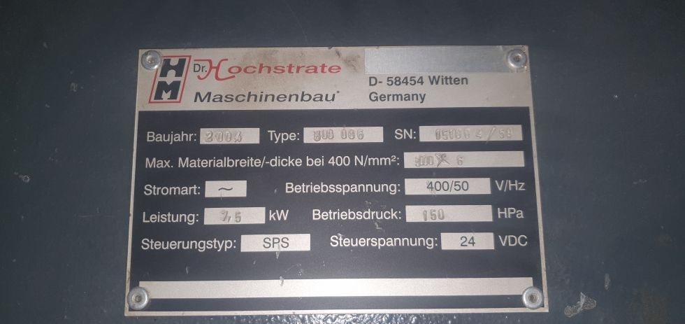 Folding machine Hochstrate – 3006 Hydraulic bending machine 3000 x 6 mm 6375 = Mach4metal