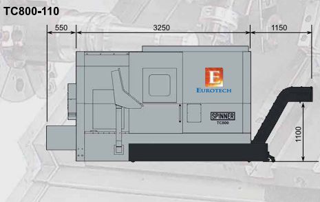 CNC turning lathe SPINNER - TC 800 110 Ø 450 x 900 mm C-Axis 6415 = Mach4metal