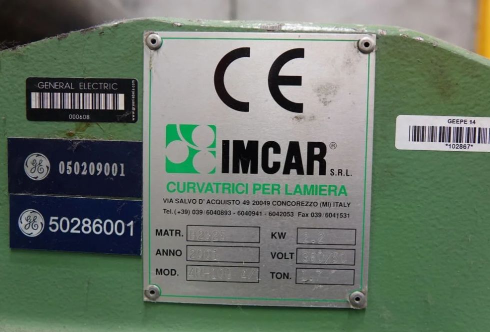 Plate rolling machine IMCAR - 4RH 100 4/1 4 roll hydraulic plate bender 1000 x 10 mm 6434 = Mach4met