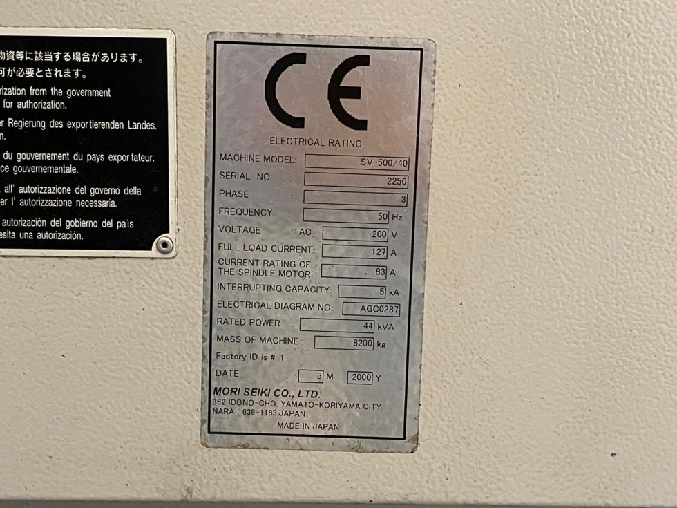 3-axis machining centre MORI SEIKI - SV-500/40 VMC 800 x 510 x 510 mm 6562 = Mach4metal