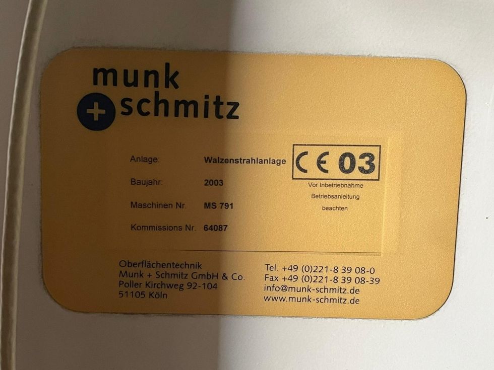 Munk & Schmitz - NEEDLE ROLLS Roller blast machine Ø 406 x 1600 mm 6821 = Mach4metal