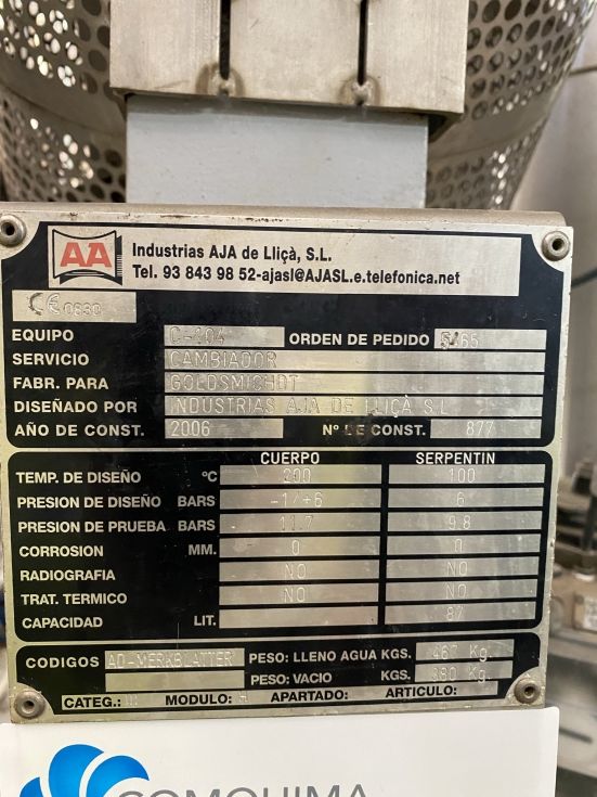 Condensador de gases industrias aja acero inoxidable de segunda mano