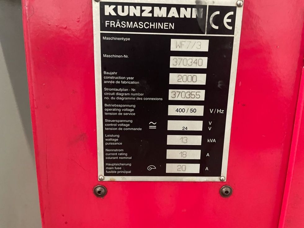 KUNZMANN - WF 7 / 3 CNC Milling machine 600 x 400 x 400 mm 6845 = Mach4metal