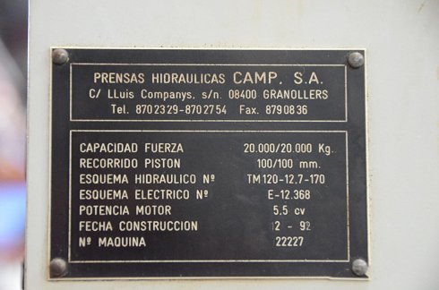 1992 CAMP P 20 Prensas #4116