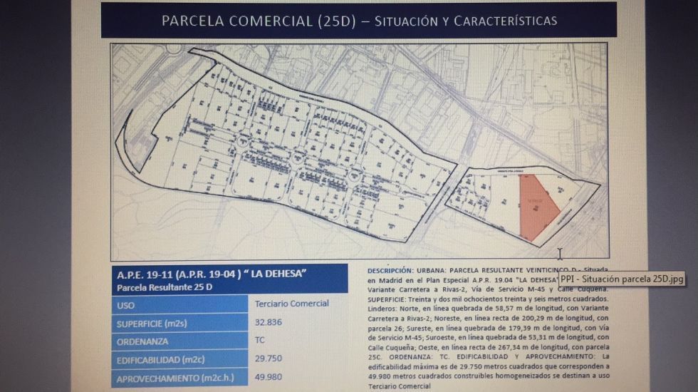 venta de suelo comercial 32.000 m2 Vicalvaro