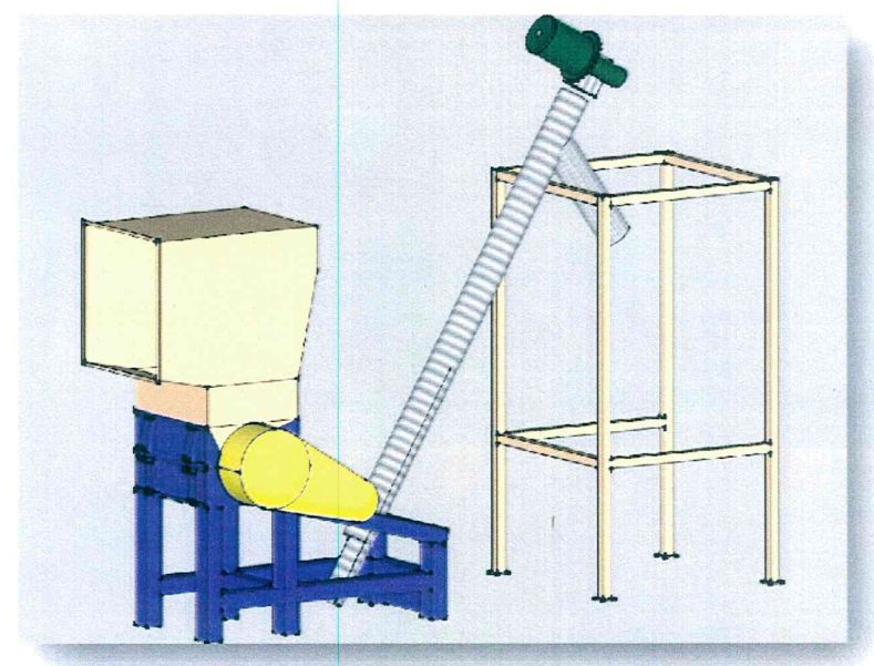 Molino triturador mapc-3280 sin uso con sinfin y soporte para sacar big-bag