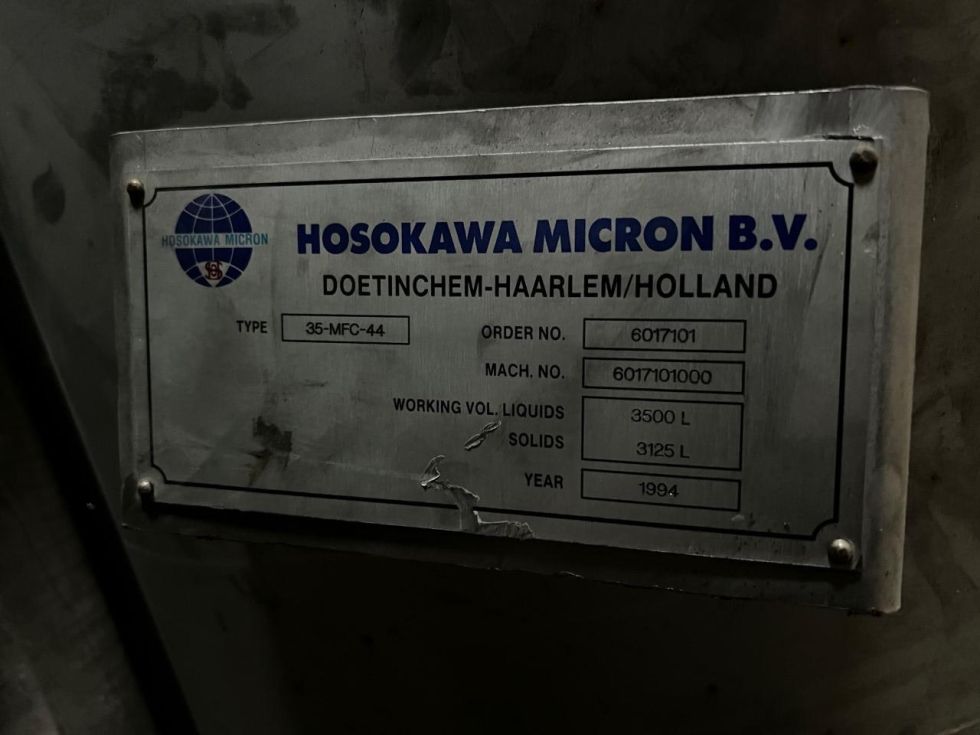 Mezclador nauta hosokawa micron 35-mfc-44 acero inoxidable 3500 litros de segunda mano