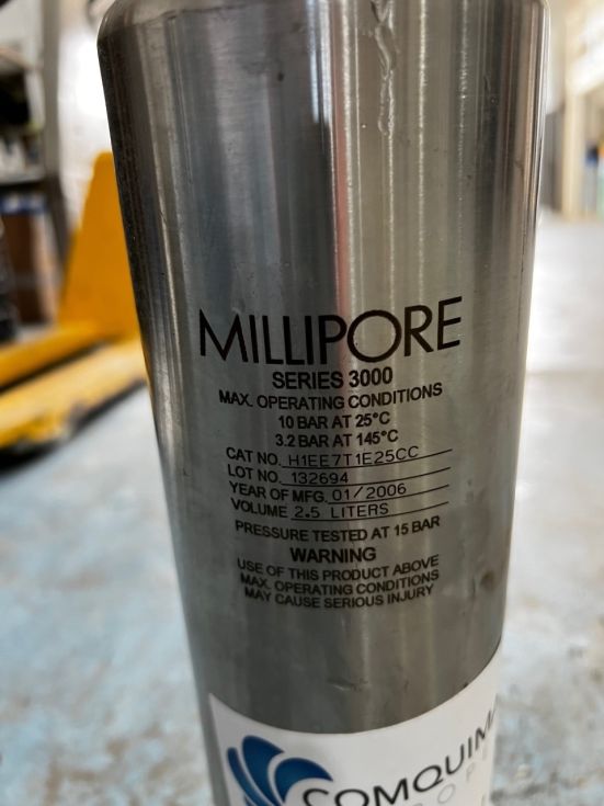 Filtro millipore series 3000 t-line single-round housings acero inoxidable 2,5 litros de segunda man