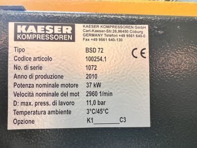 Compresor de tornillo rotativo KAESER BSD 72