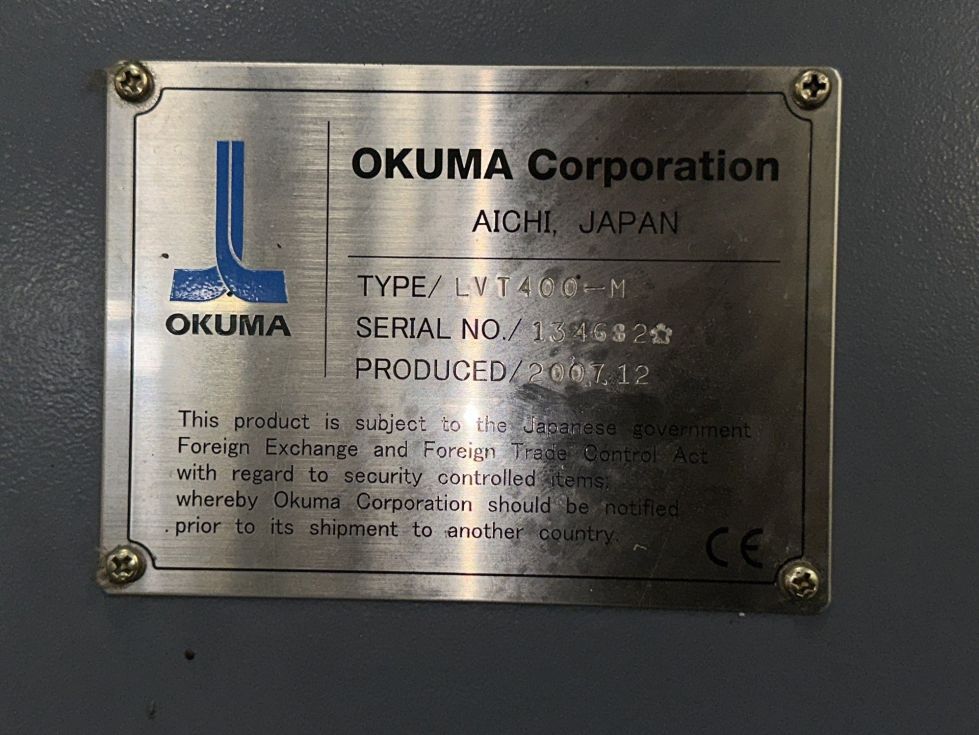 CNC Vertical lathe Okuma - TLV-400 M