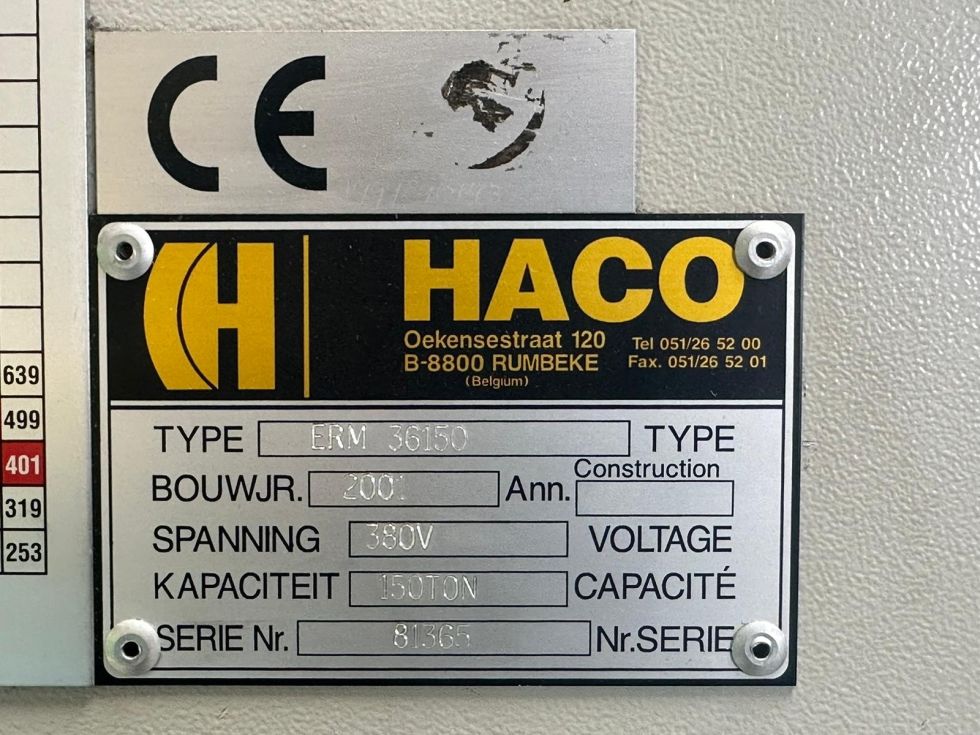 Pressbrake HACO - ERM 36150