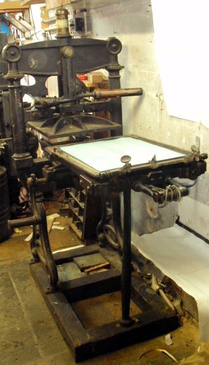Prensa tipográfica antigua siglo XIX