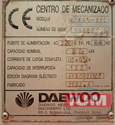 ORL-1849 CENTRO MECANIZADO DAEWOO MYNX-550