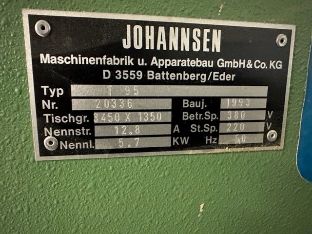 Johannsen - T 95 table 3450 x 1350 mm Long Belt Grinding machine ( wood )