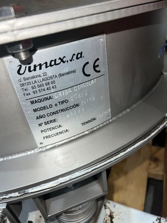 Tamizadora vibratoria vimax cc600 acero inoxidable de segunda mano