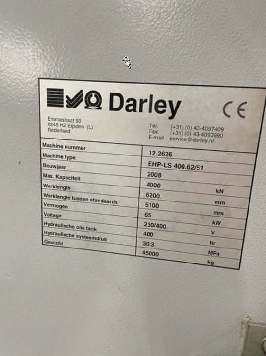 Pressbrake DARLEY - EHP-LS 400.62/51