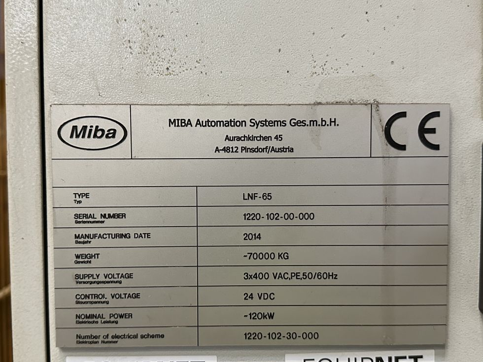 Plate rolling machine MIBA - KFM-75 MACH-ID 8489 Make: MIBA Type: KFM-75 Control: SIEMENS 840D Year: