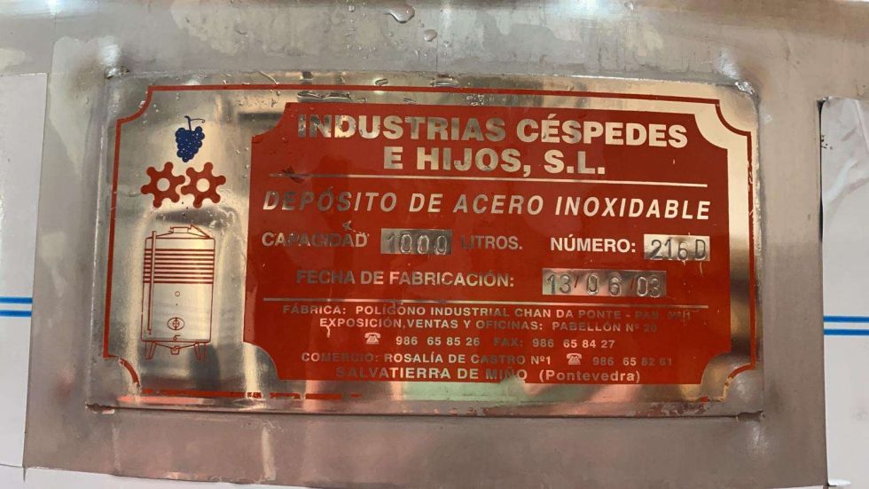 Deposito acero inoxidable 1000 litro de segunda mano