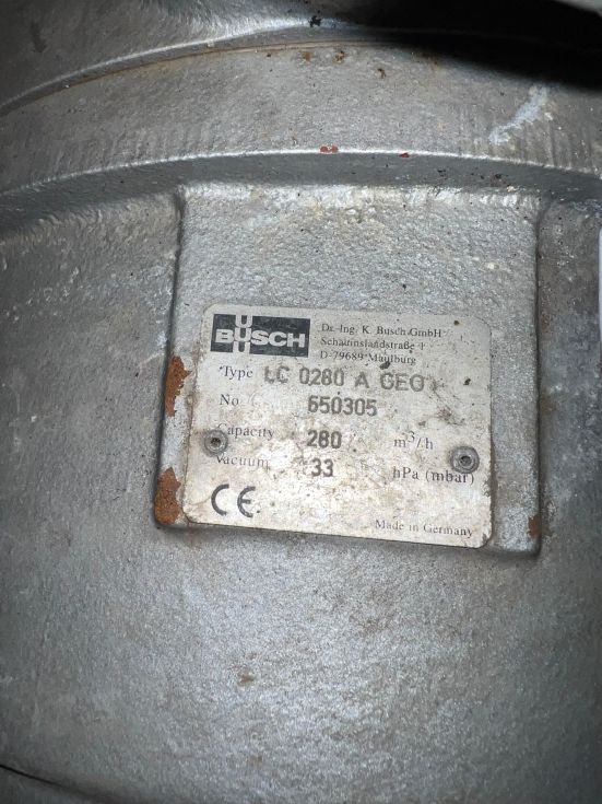 Bomba de vacio de anillo liquido busch lc 0280 a geo 280 m3h de segunda mano