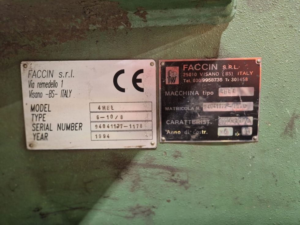 4 roll plate bender FACCIN - 4HEL 6144 MACH-ID 8550 Make: FACCIN Type: 4HEL 6144 Control: CNC CONTRO