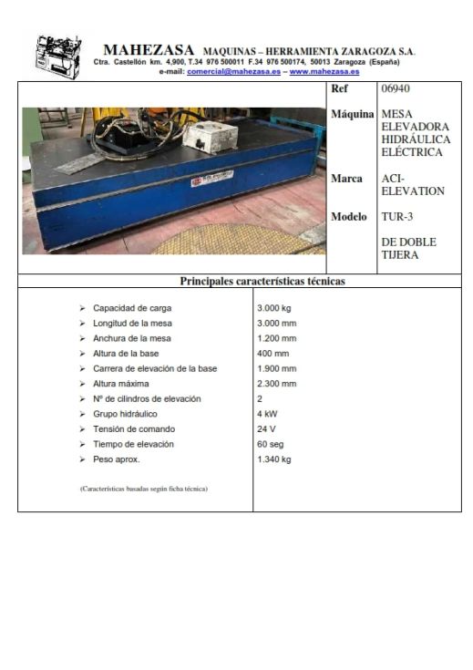 Mesa elevadora hidraulica electrica