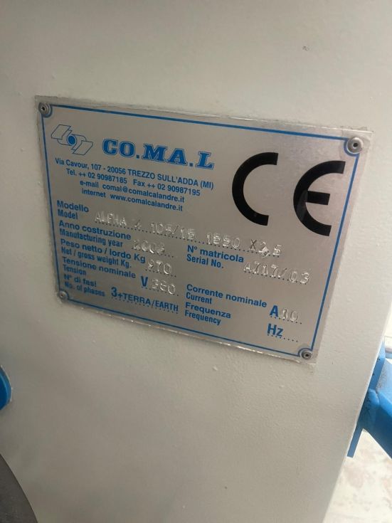 4 roll plate bender COMAL - Alpha 4 MACH-ID 8555 Make: COMAL Type: Alpha 4 Year: 2003