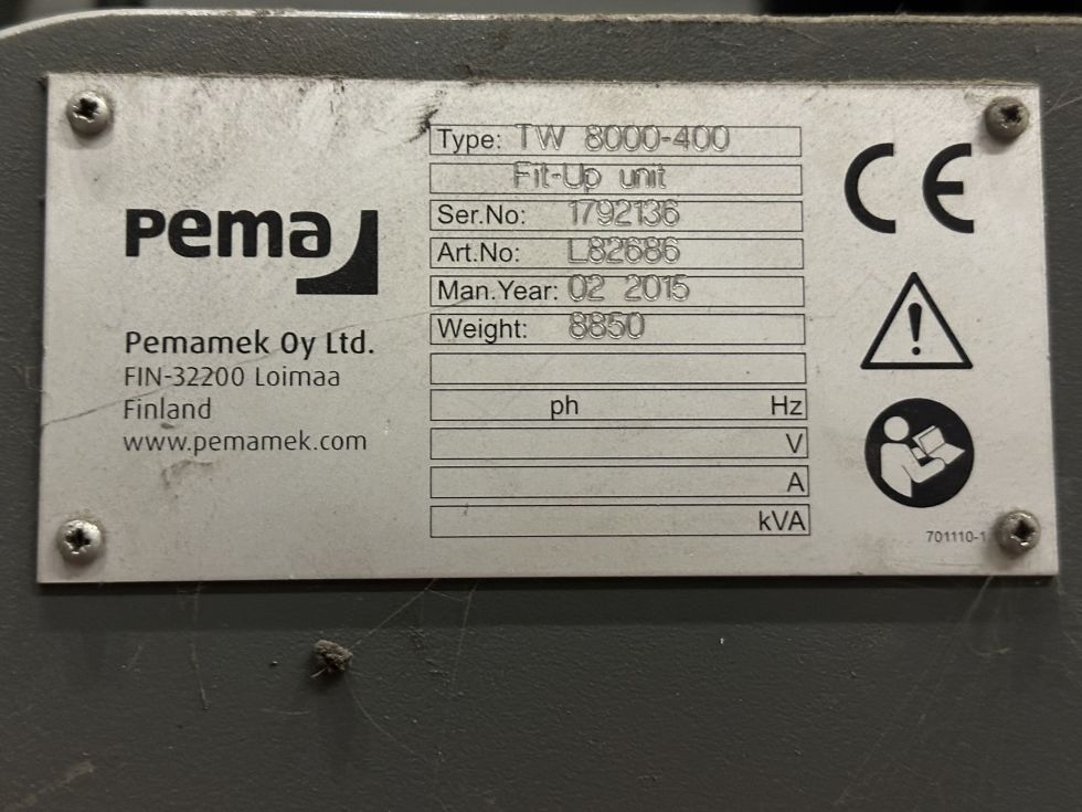 Welding positioner PEMA - TW8000-400(5) MACH-ID 7812 Make: PEMA Type: TW8000-400(5) Year: 2015