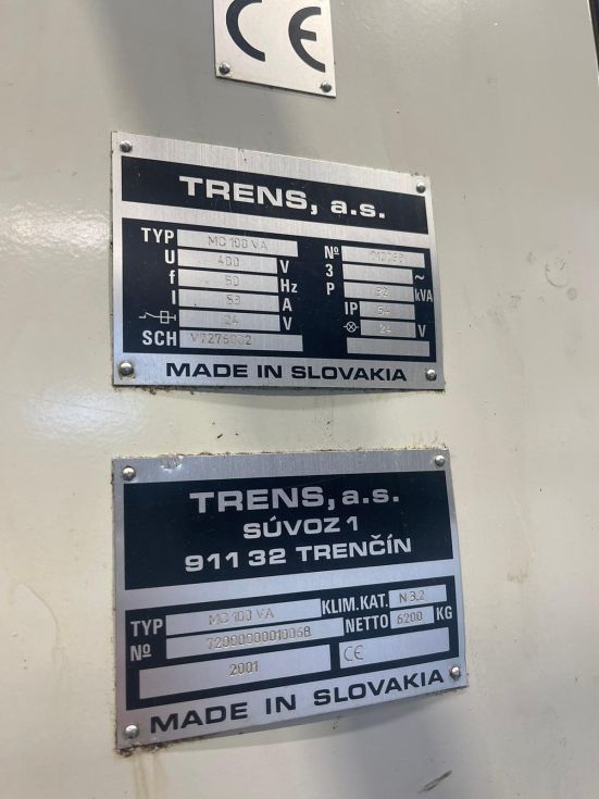 3-axis CNC machine (VMC) TOS TRENS - MC 100 VA MACH-ID 8595 Make: TOS TRENS Type: MC 100 VA Control: