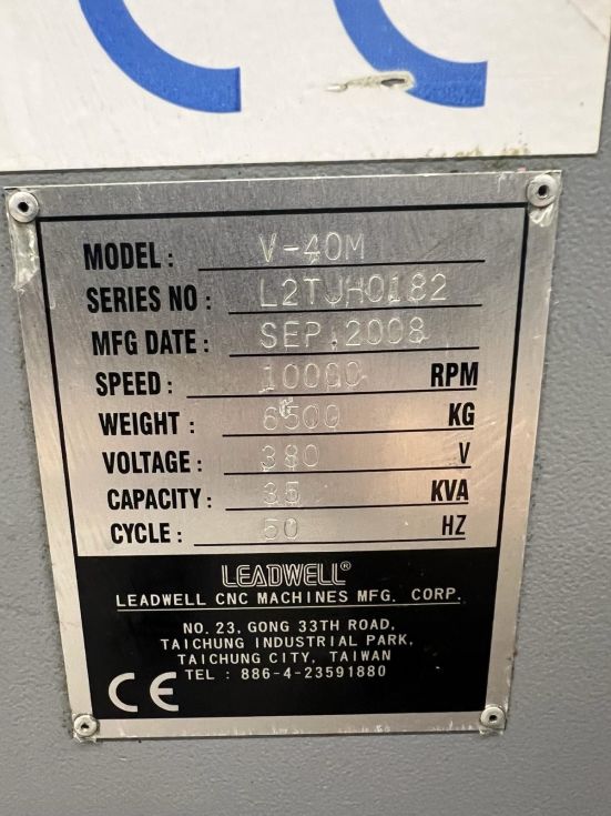 3-axis CNC machine (VMC) Leadwell - V-40M