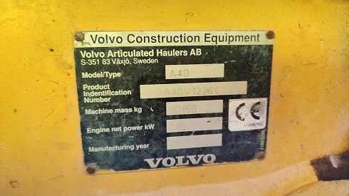 Dumper articulado Volvo A40. 1226. FBD166