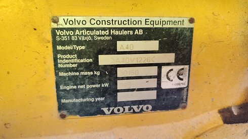 Dumper articulado Volvo A40. 1226. FBD166
