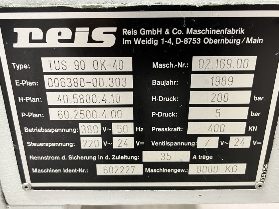 Hydraulic press REIS - TUS 90 OK-40