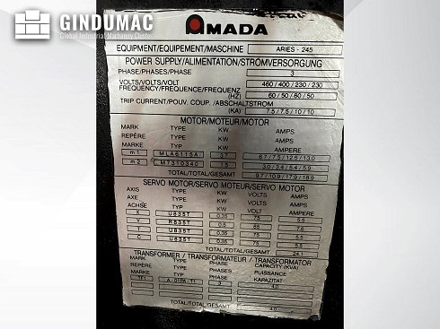 Punzonadora Usada Amada Aries 245 - 1993 - venta | gindumac.com