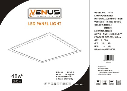 VENUS 60x Panels 48W LED 60x60 cm 4000K Neutral white SUPER ECO