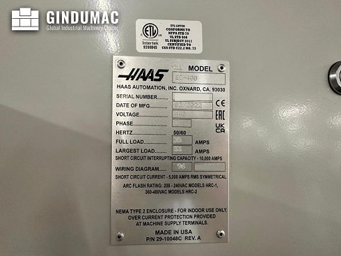 Centro de mecanizado usado (horizontal) HAAS EC-400 - 2022 - venta | gindumac.com