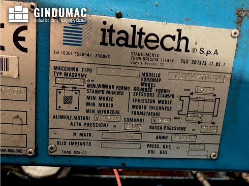 Usado Máquina de moldeo por inyección ITALTECH KS 1600/10800 - 2003 - para la venta | gindumac.com