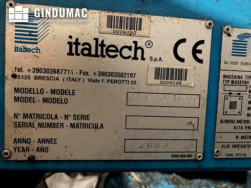 Usado Máquina de moldeo por inyección ITALTECH KS 1600/10800 - 2003 - para la venta | gindumac.com
