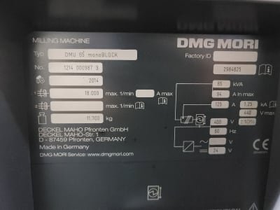 Centro de mecanizado vertical DMG MORI DMU 65 monoBLOCK