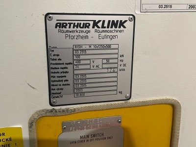 Brochadora ARTHUR KLINK RISH M 10x1250x500