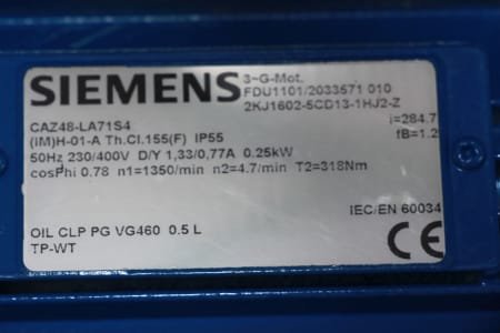 SIEMENS FDU1101/2033571 010 Geared motor