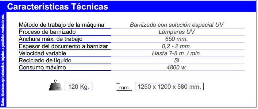 Barnizadora uv 650 c