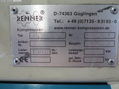 RENNER RS 15 screw compressor