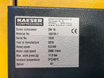 Compresor de tornillo KAESER KOMPRESSOREN SM15